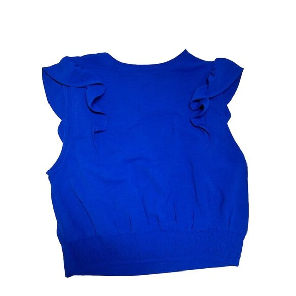 Monteau Los Angeles‎ Women's Small Blue Sleeveless Ruffle Top Size S - Picture 3 of 4